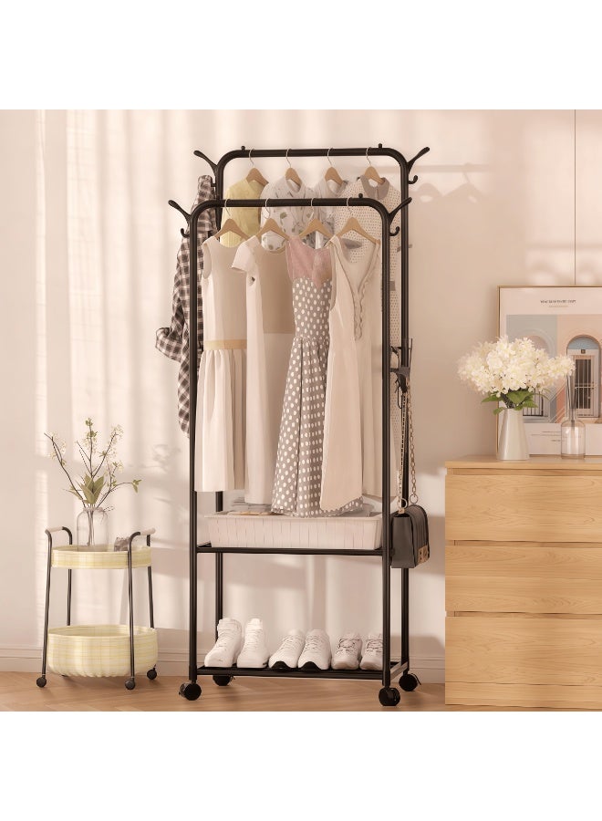 BLOOMING TIME Freestanding Coat Rack with Hooks – Multi-Purpose Portable Closet Organizer for Clothes, Shoes & Accessories – Easy Assembly Space Saver Storage Solution(2 layer shoe rack) - Image 1